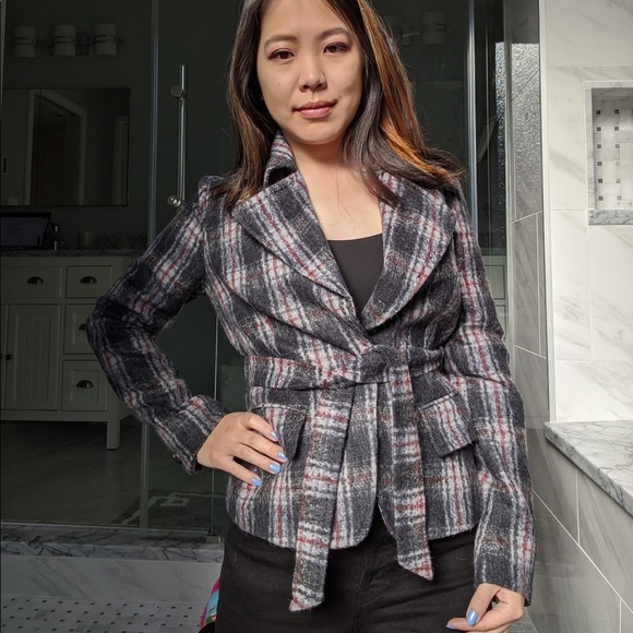 ⛔SOLD⛔ MaxMara Wool Alpaca Plaid Peacoat - Picture 4 of 4